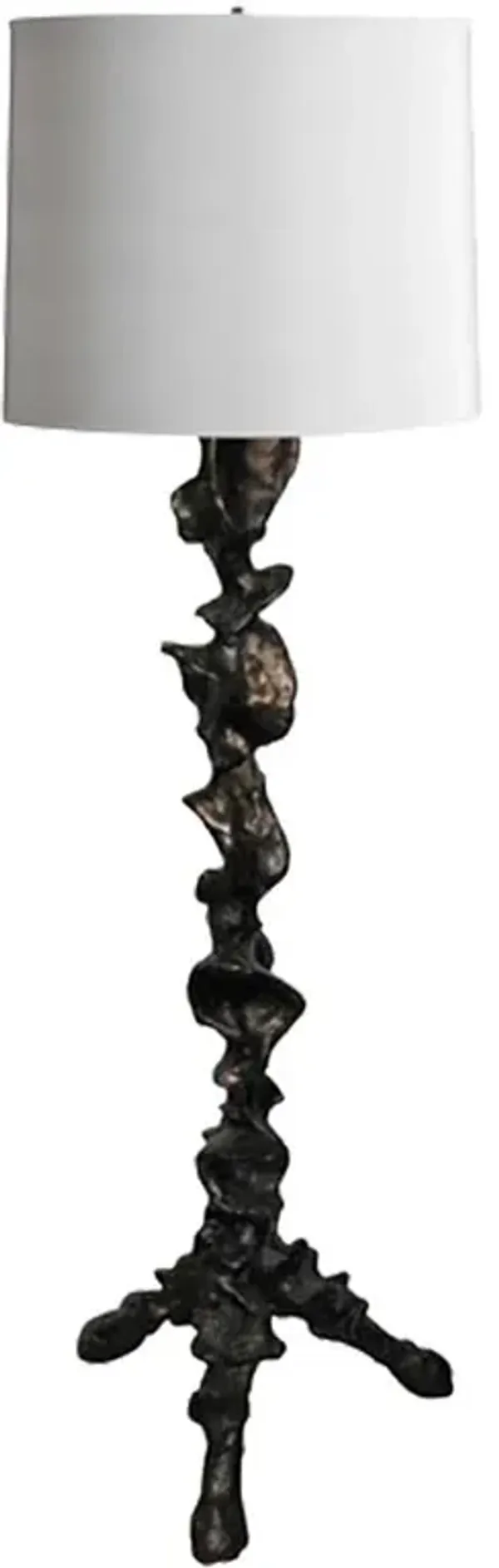 Klemm French Country Antique Bronze Resin Tripod Floor Lamp