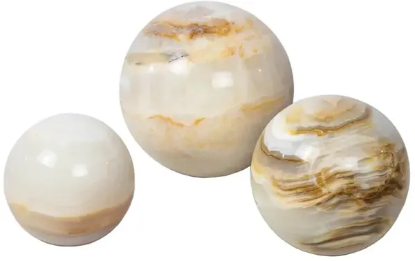 Jade Coastal Natural Stone Sphere Accessory - Set of 3