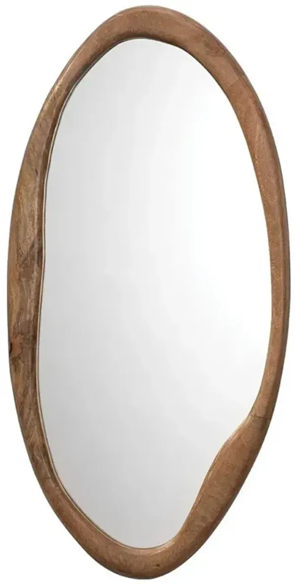 Mira Rustic Lodge Brown Mango Wood Oval Wall Mirror