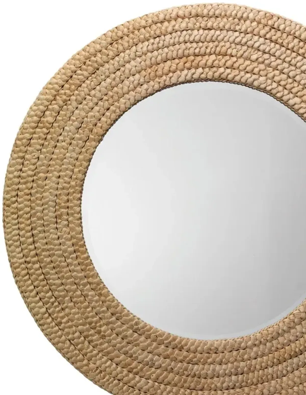 Adam Coastal Beach Natural Woven Braided Seagrass Round Wall Mirror