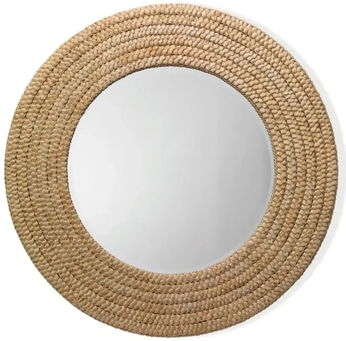 Adam Coastal Beach Natural Woven Braided Seagrass Round Wall Mirror