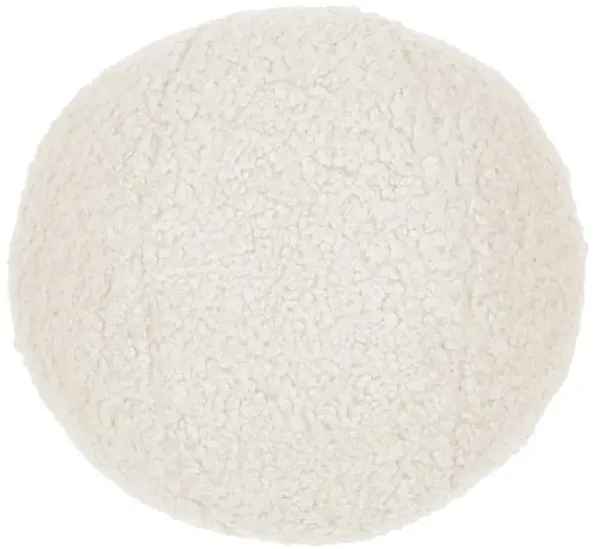 Prinsloo Coastal Beach Cream Faux Fur Sphere Decorative Throw Pillow - 12x12