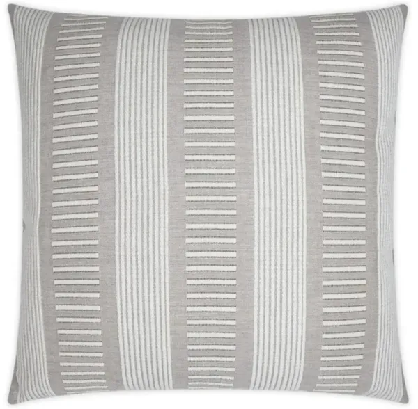 Oceanus Coastal Beach Ash Grey Stripe Indoor Outdoor Throw Pillow - 22x22