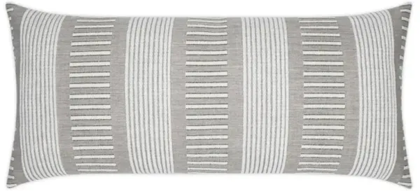 Oceanus Coastal Beach Ash Grey Stripe Indoor Outdoor Lumbar Pillow - 12x24