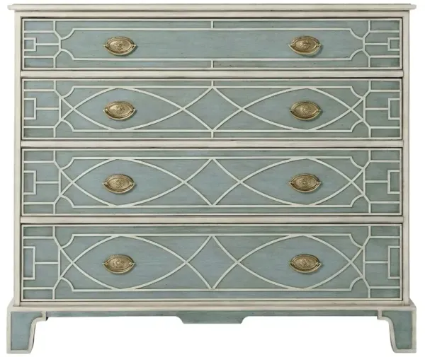 Quinn French Country Grey Wood Fretwork Chest