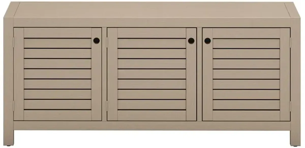 Camille Rustic Lodge Natural Teak Wood 3 Door Outdoor Sideboard