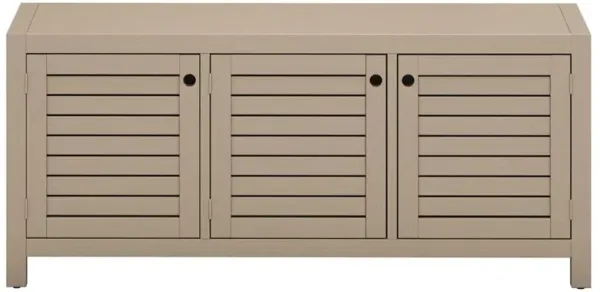 Camille Rustic Lodge Natural Teak Wood 3 Door Outdoor Sideboard