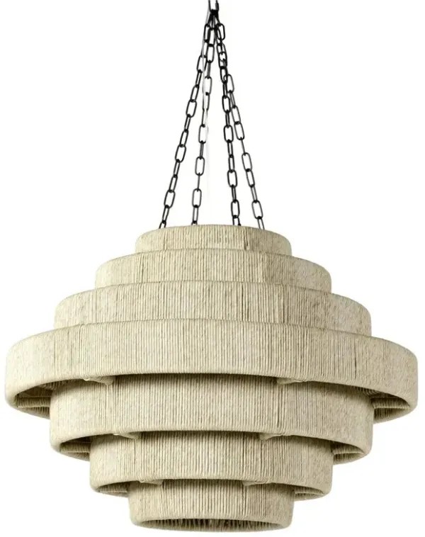 Palecek Everly Coastal Natural Oatmeal Wicker Black Metal Frame Outdoor Pendant