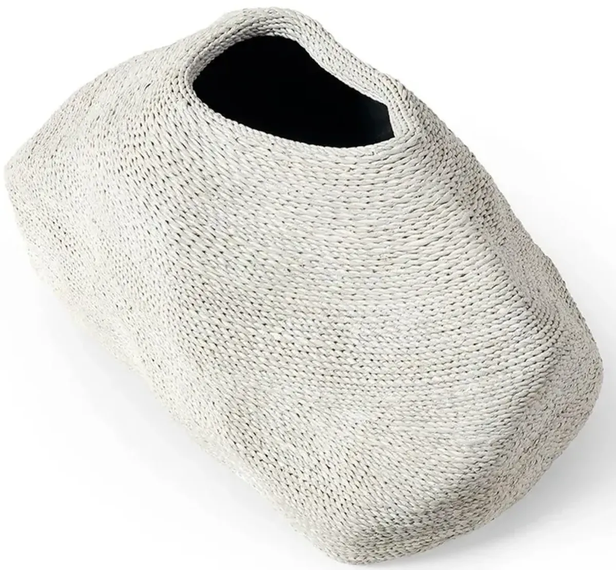 Palecek Jaden Coastal Beach White Wash Hand Woven Rope Decorative Vase - Small