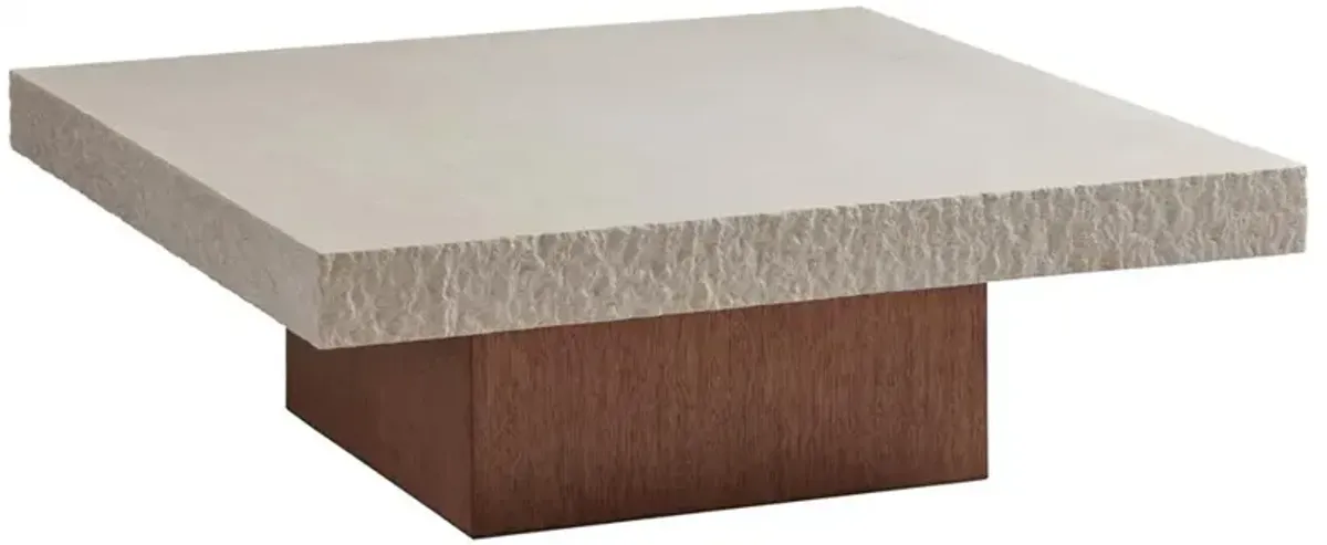 Shadow Mountain Modern Classic White Marble Brown Wood Coffee Table