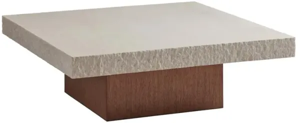 Shadow Mountain Modern Classic White Marble Brown Wood Coffee Table