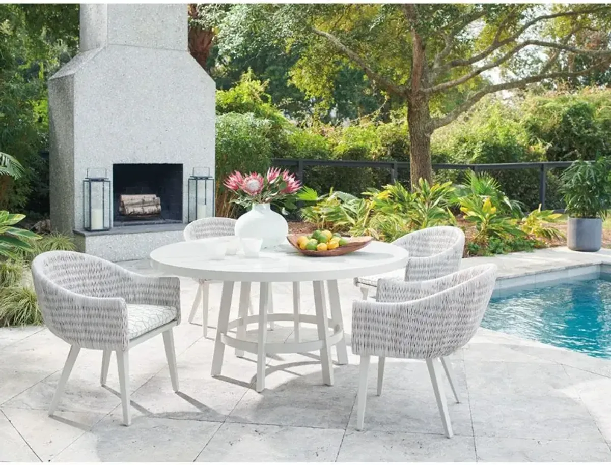 Seabrook Coastal White Aluminum Outdoor Round Dining Table - 60"W