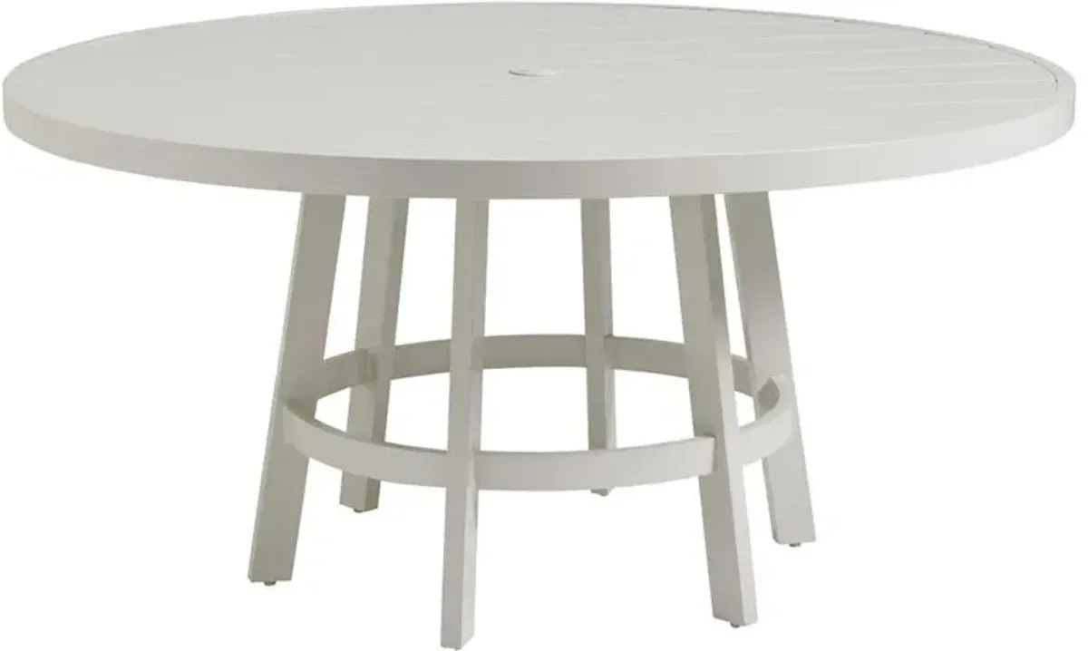 Seabrook Coastal White Aluminum Outdoor Round Dining Table - 60"W