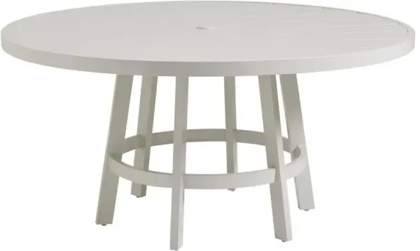 Seabrook Coastal White Aluminum Outdoor Round Dining Table - 60"W