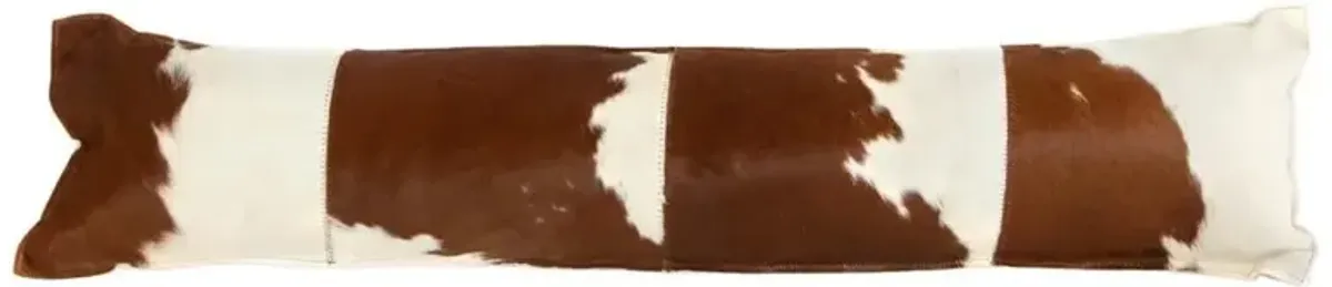 Erielle Rustic Brown And White Fur Hide Decorative Lumbar Pillow - 12x48