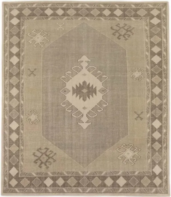 Radko Global Bazaar Brown Cotton Patterned Hand Knotted Rug - 10'x14'