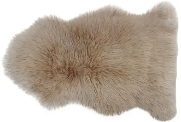 Silas Modern Beige Long Wool Sheepskin Single Pelt Fur Rug - 2'x3'4"