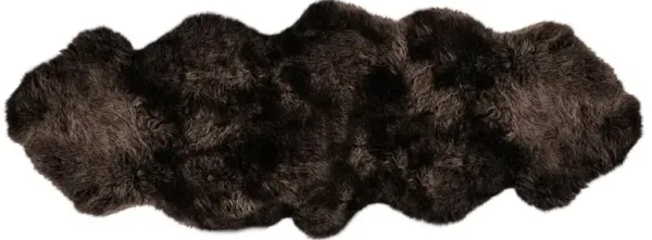Silas Modern Dark Brown Long Wool Sheepskin Double Pelt Fur Rug - 2'x5'11"
