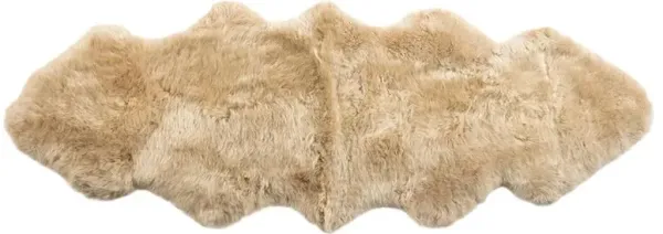 Silas Modern Beige Long Wool Sheepskin Double Pelt Fur Rug - 2'x5'11"