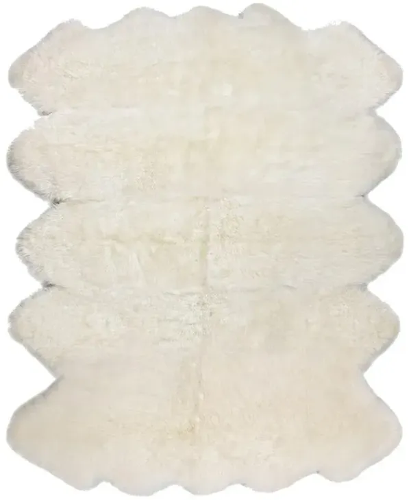 Silas Modern White Long Wool Sheepskin 10 Pelt Fur Rug - 5'11"x8'2"