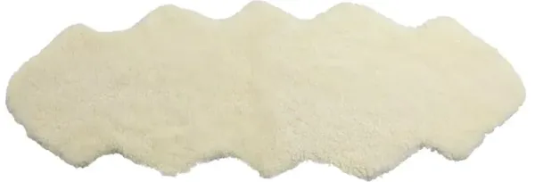 Coen Modern White Curly Short Wool Sheepskin Double Pelt Fur Rug - 2'x5'11"
