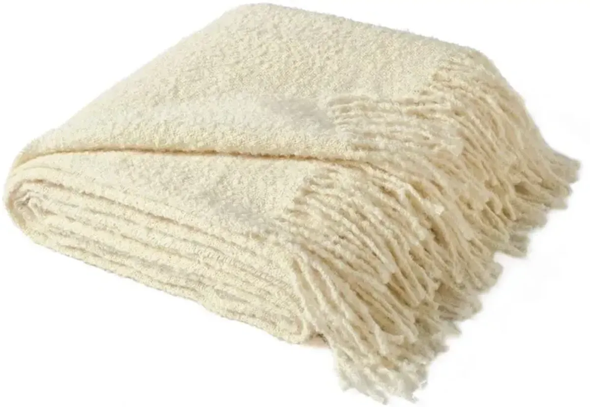 Kairos Modern Classic Cream Woven Alpaca Boucle Throw Blanket