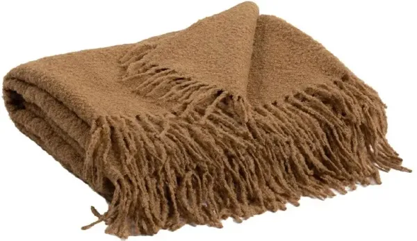 Kairos Modern Classic Tan Woven Alpaca Boucle Throw Blanket