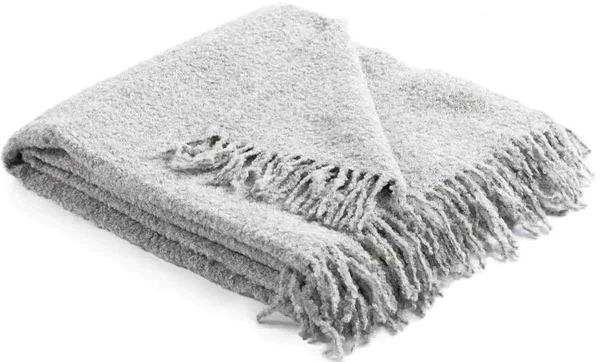 Kairos Modern Classic Light Grey Woven Alpaca Boucle Throw Blanket