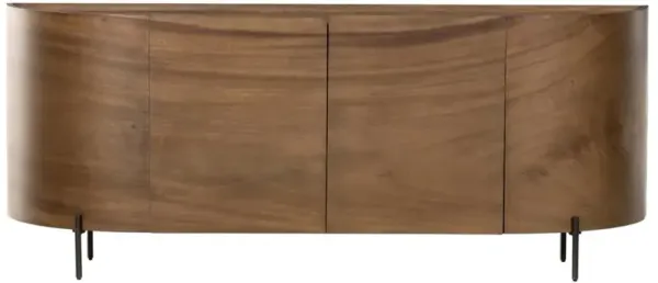 Khalil Rustic Lodge Dark Brown Wood Bronze iron Curved Sideboard