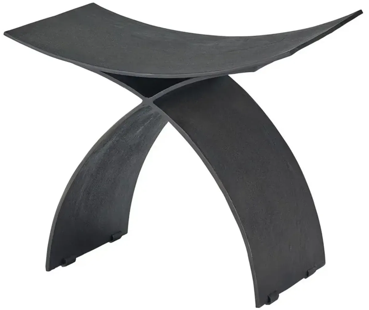 Marlin Industrial Loft Black Aluminum Rectangular Stool