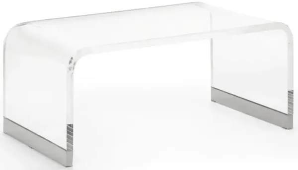 Ryder Regency Acrylic Silver Nickel Curved Coffee Table