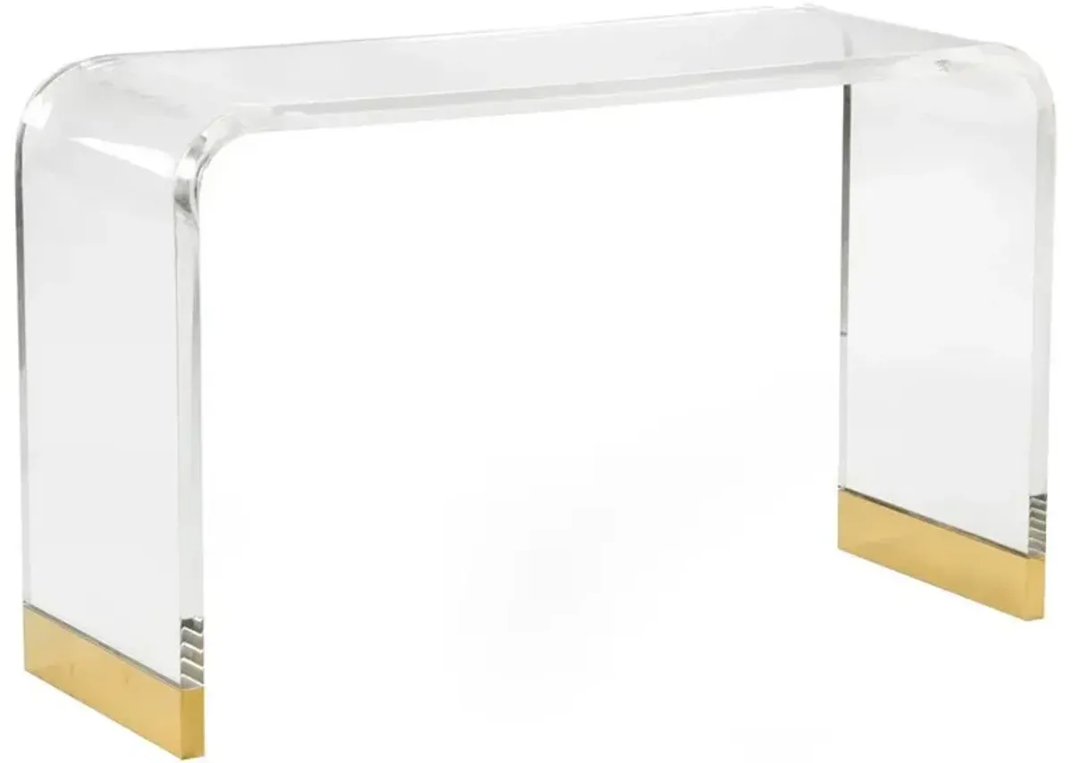 Tahlia Regency Acrylic Brass Curved Console Table