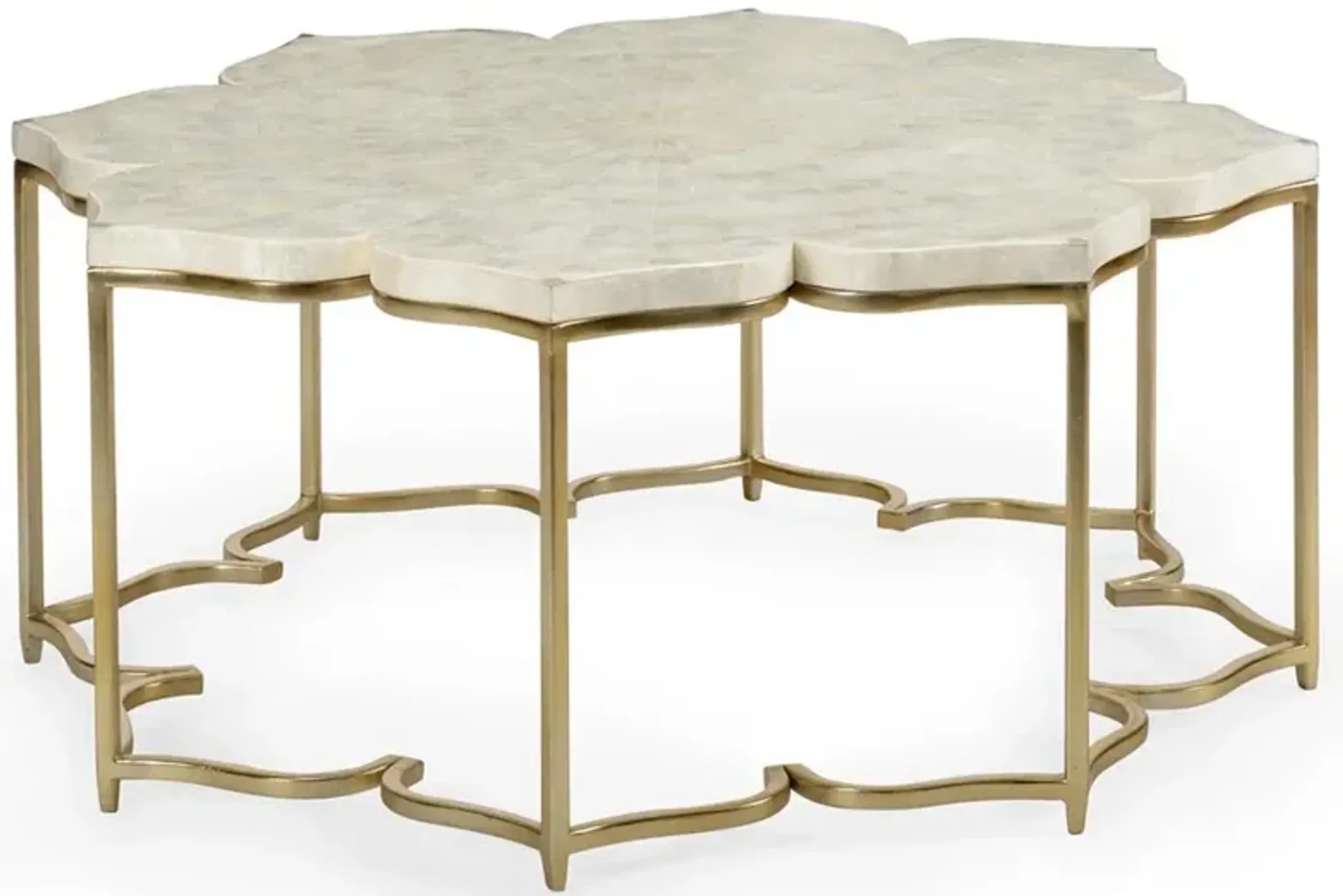Georgina White Capiz Shell Top Metal Frame Lotus Flower Coffee Table ...