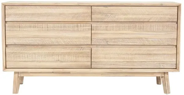 Gerald Rustic Lodge Light Brown Acacia Wood 6 Drawer Dresser
