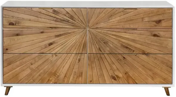Christian Coastal Beach White Oak Brown Reclaimed Pine 6 Drawer Double Dresser