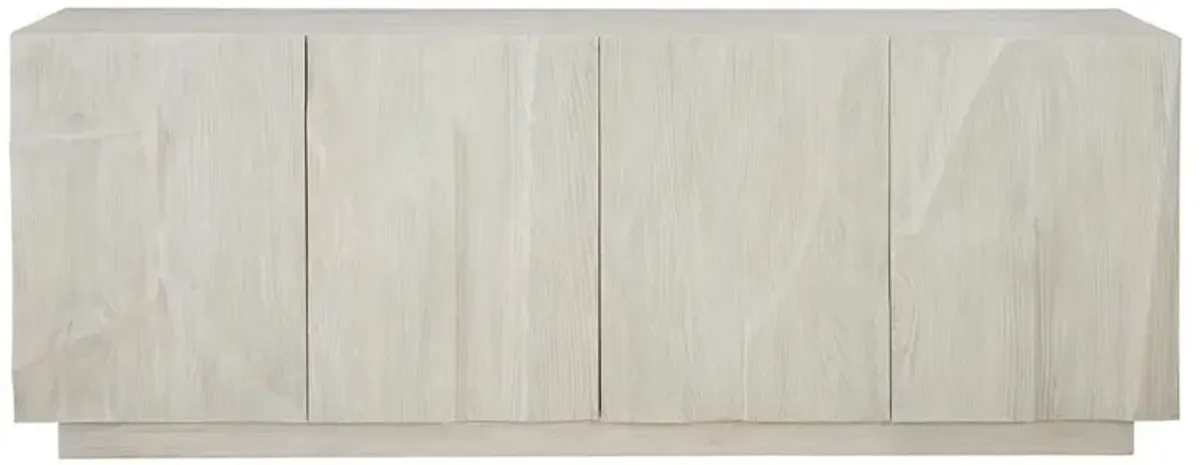 Alexa French Country White Wood Cast Resin Fronts 4 Door Media Cabinet