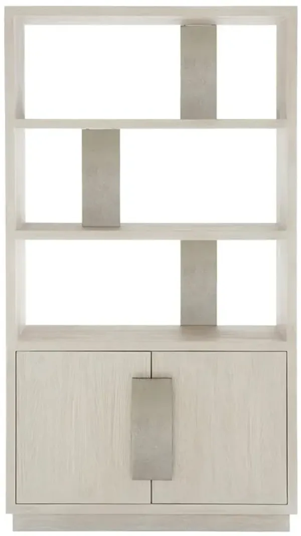 Nathaniel Modern Classic White Oak Wood Grey Aluminum Etagere