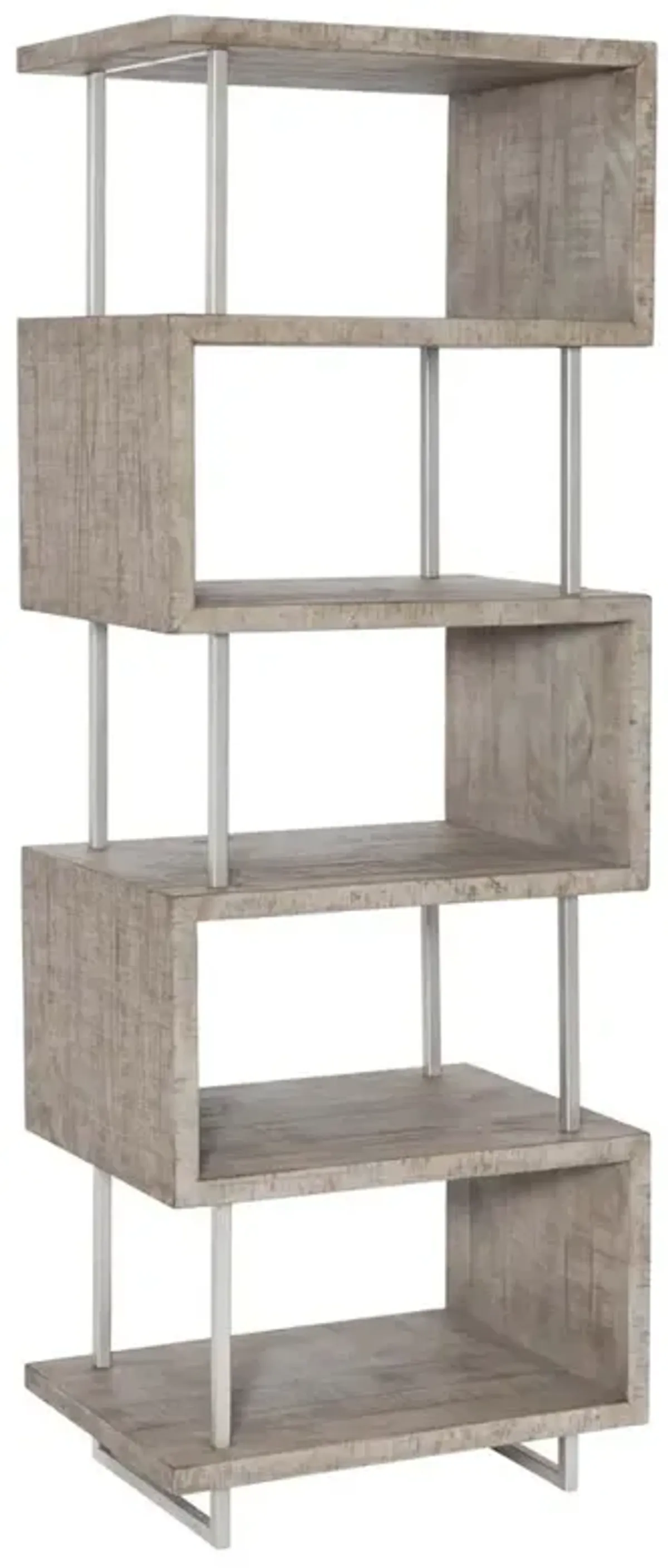 Chase Modern Classic Grey Pine Wood Silver Stainless Steel Etagere