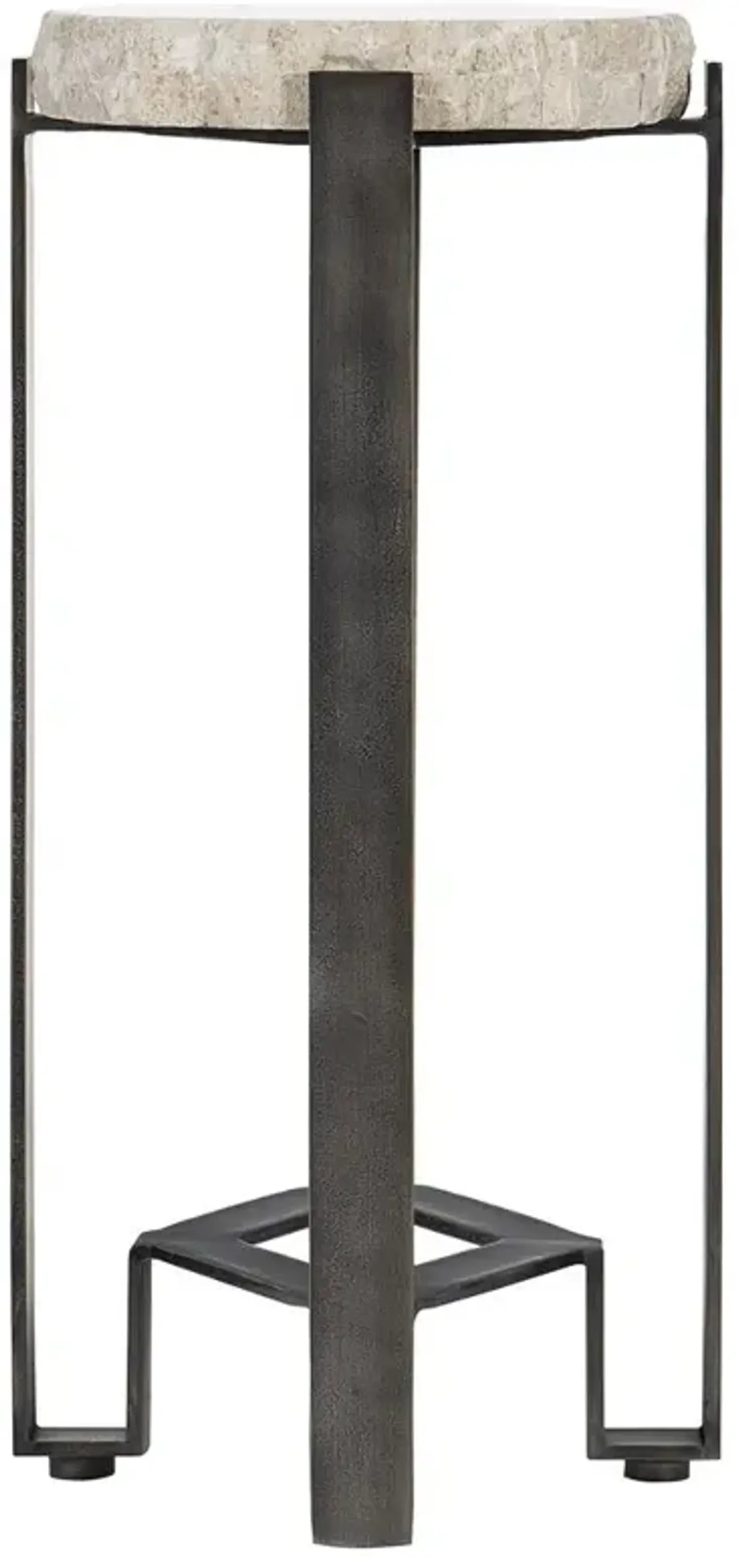 Vivian Industrial White Travertine Stone Top Bronze Steel Drink Side End Table