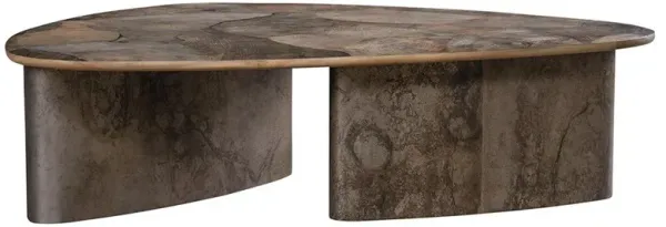 Judd Rustic Grey Ash Abstart Wood Metal Base Trianguler Coffee Table - Small