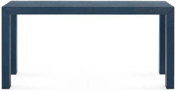 Parsons Modern Blue Lacquered Grasscloth Console Table - Large