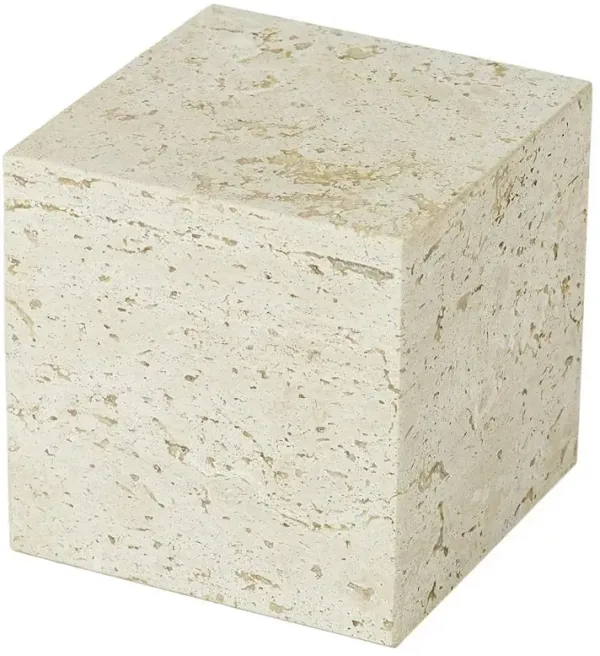 Jaxon Travertine Modern Brown Stone Riser Sculpture - Small