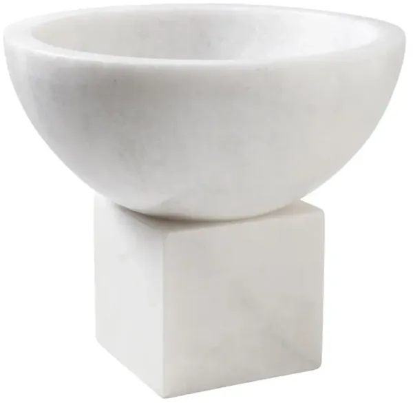 Kira Modern Classic White Marble Decorative Footed Bowl