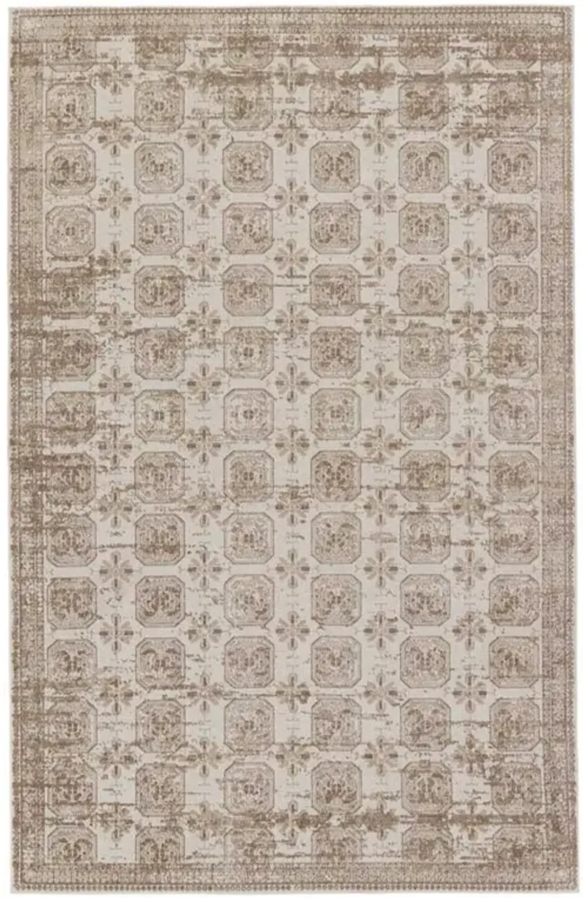 Mirabella Global Bazaar Beige Trellis Patterned Washable Rug - 4'x6'