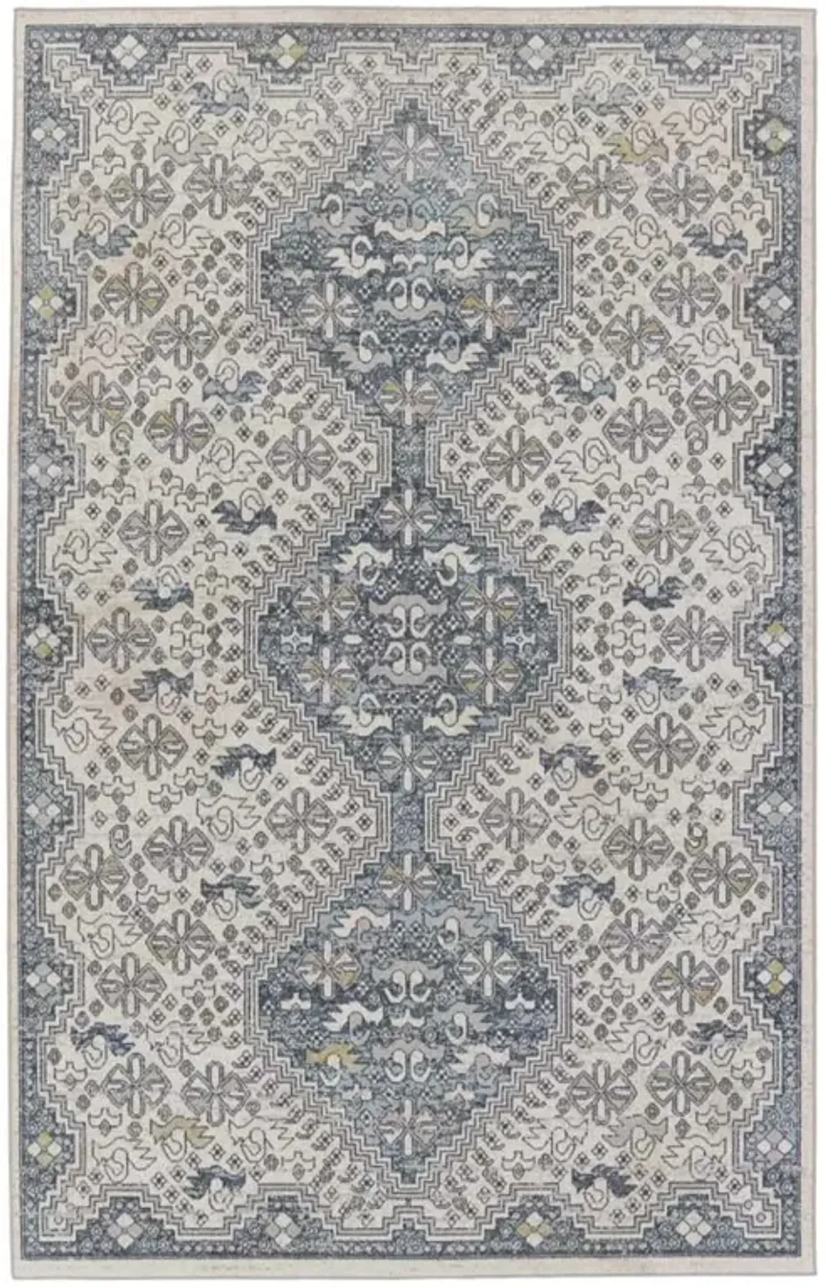 Yohan Global Bazaar Blue Medallion Patterned Washable Rug - 6'7"x9'6"