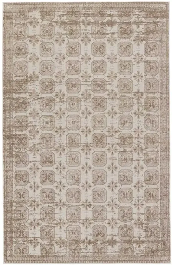 Mirabella Global Bazaar Beige Trellis Patterned Washable Rug - 7'10"x10'