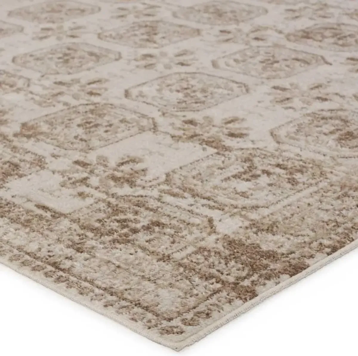 Mirabella Global Bazaar Beige Trellis Patterned Washable Rug - 9'x12'