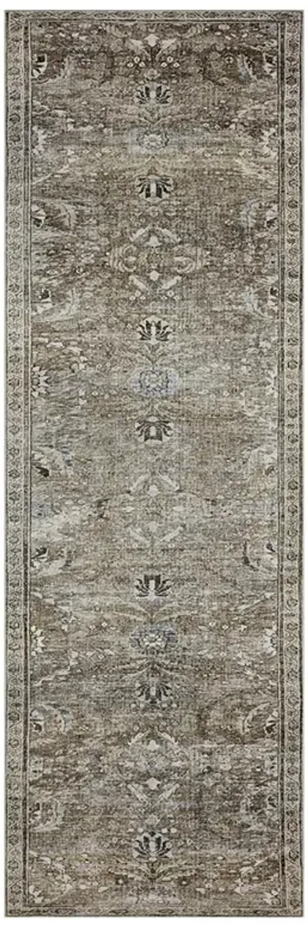 Zethan Global Bazaar Grey Moss Patterned Rug - 2'6"x7'6"