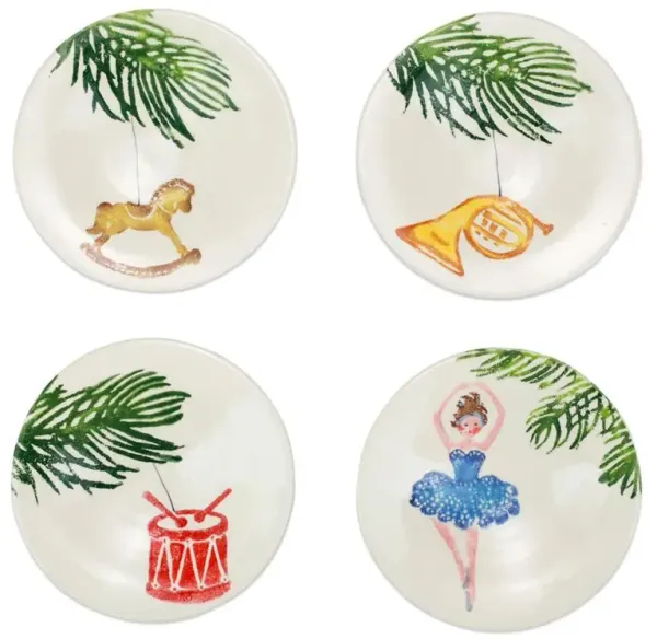 Nutcrackers Modern Multicolor Earthenware Canape Plates - Set of 4