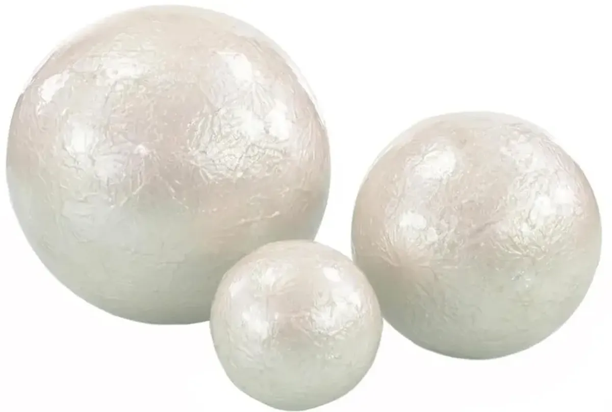 John Richard Hollywood Regency Pearl White Aluminum Decorative Object - Set of 3